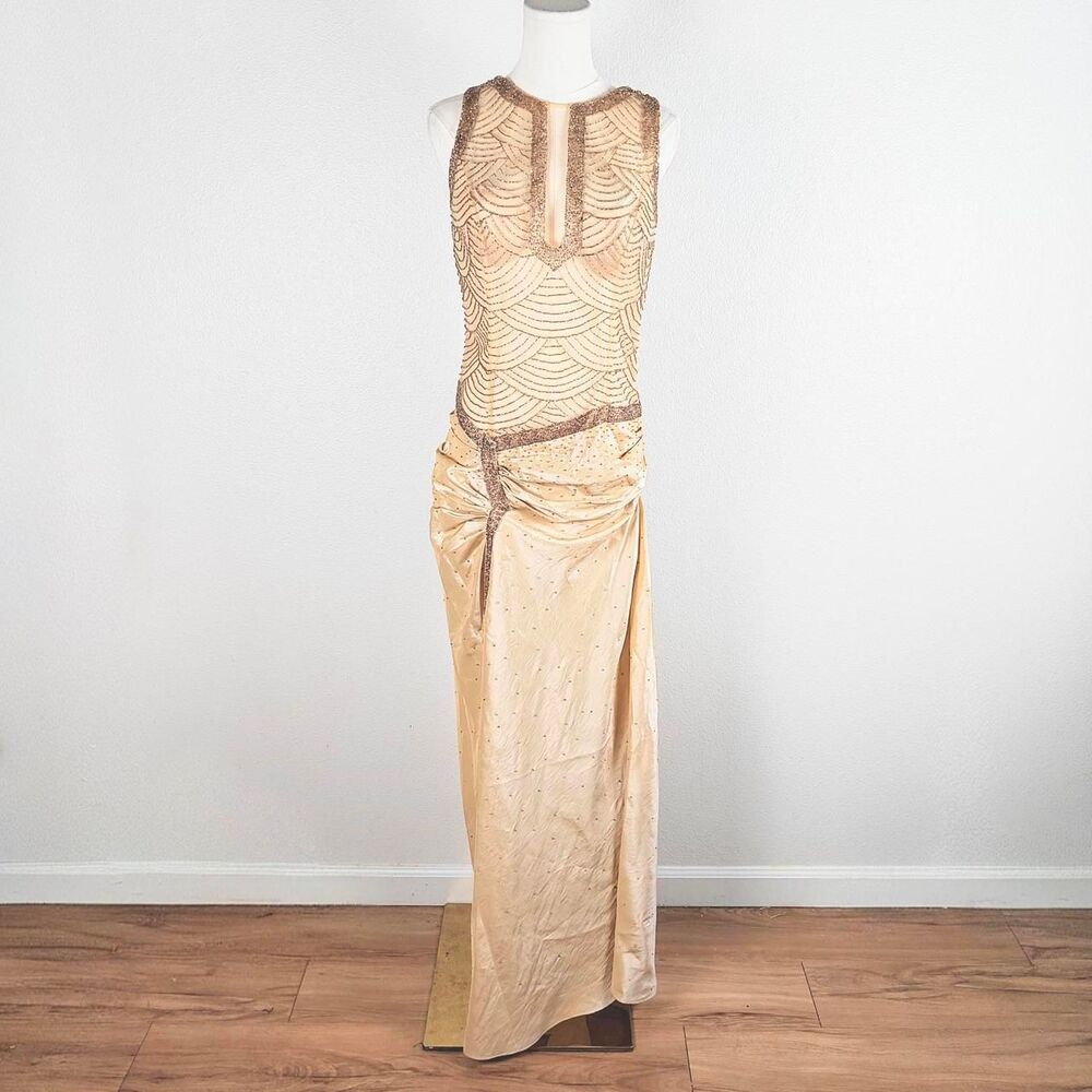 Y2K Gold Sheer Beaded Fairy Goddess Dress